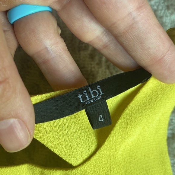 Tibi Chartreuse Tiered Mini Dress, size 4 - Picture 3 of 7
